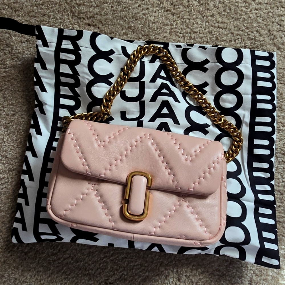 MARC JACOBS THE J MARC PINK SHOULDER BAG IN QUILTED LEATHER